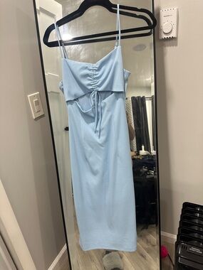 BCBGeneration Light Blue Ruched Bust Midi Dress